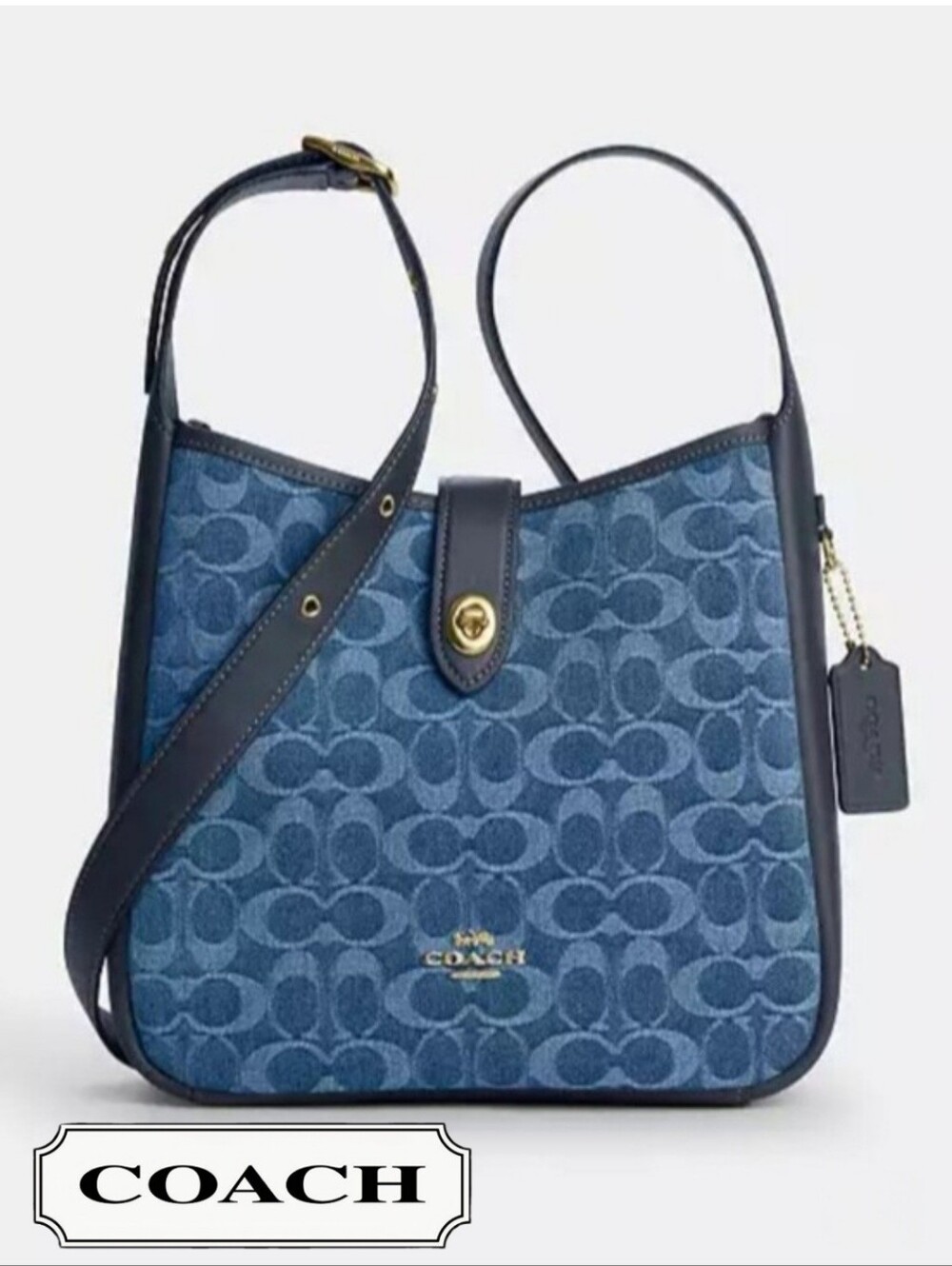 COACH Hadley Convertible Crossbody In Signature Denim, Leather, Gold Hardware